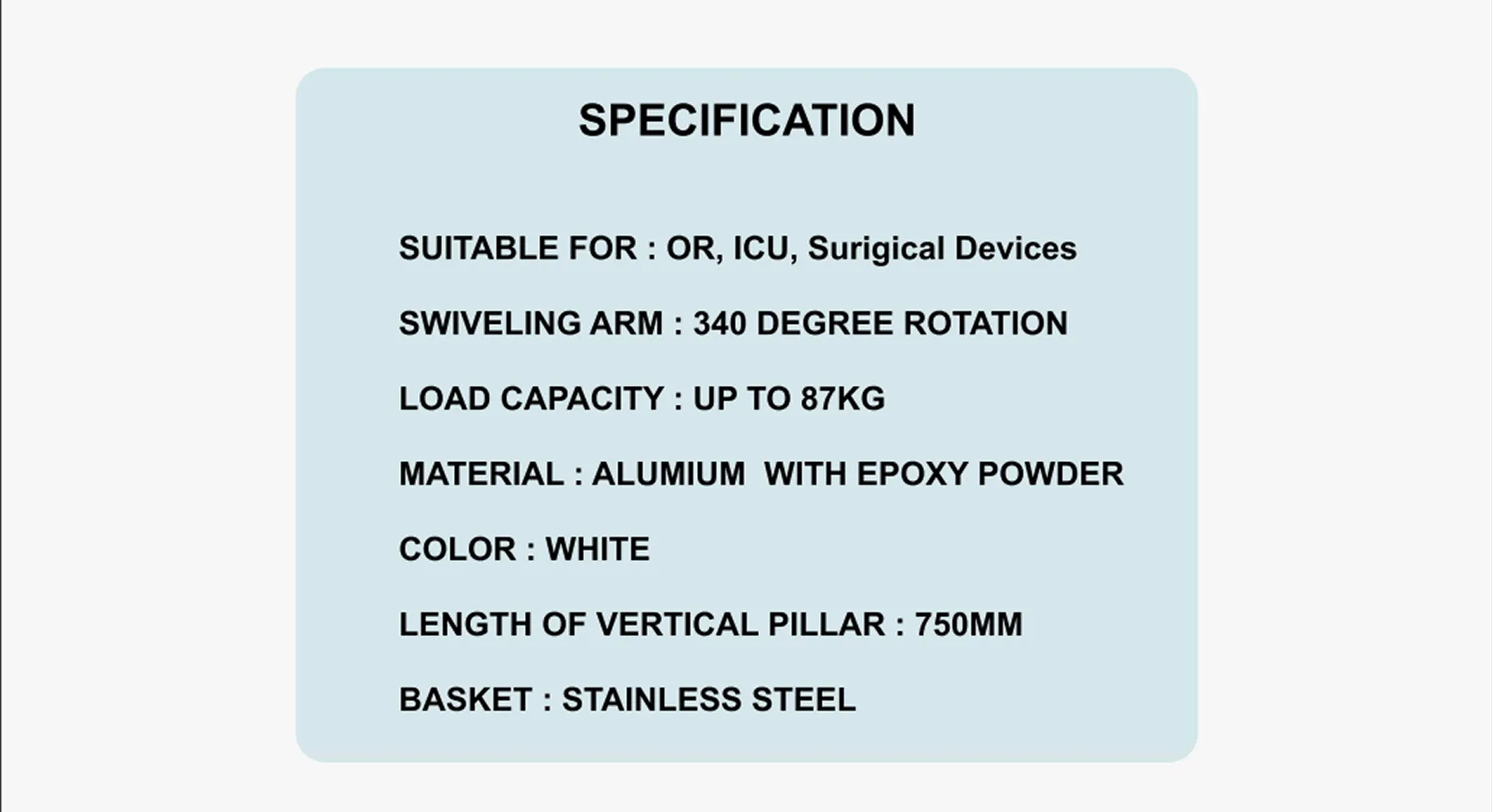 Creport 3000 gas outlets & tray details